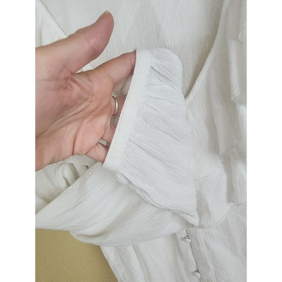 I.N.C Women's Blouse Top sheer white boho ruffle layer button up‎ NWT Size XXL - Picture 4 of 10